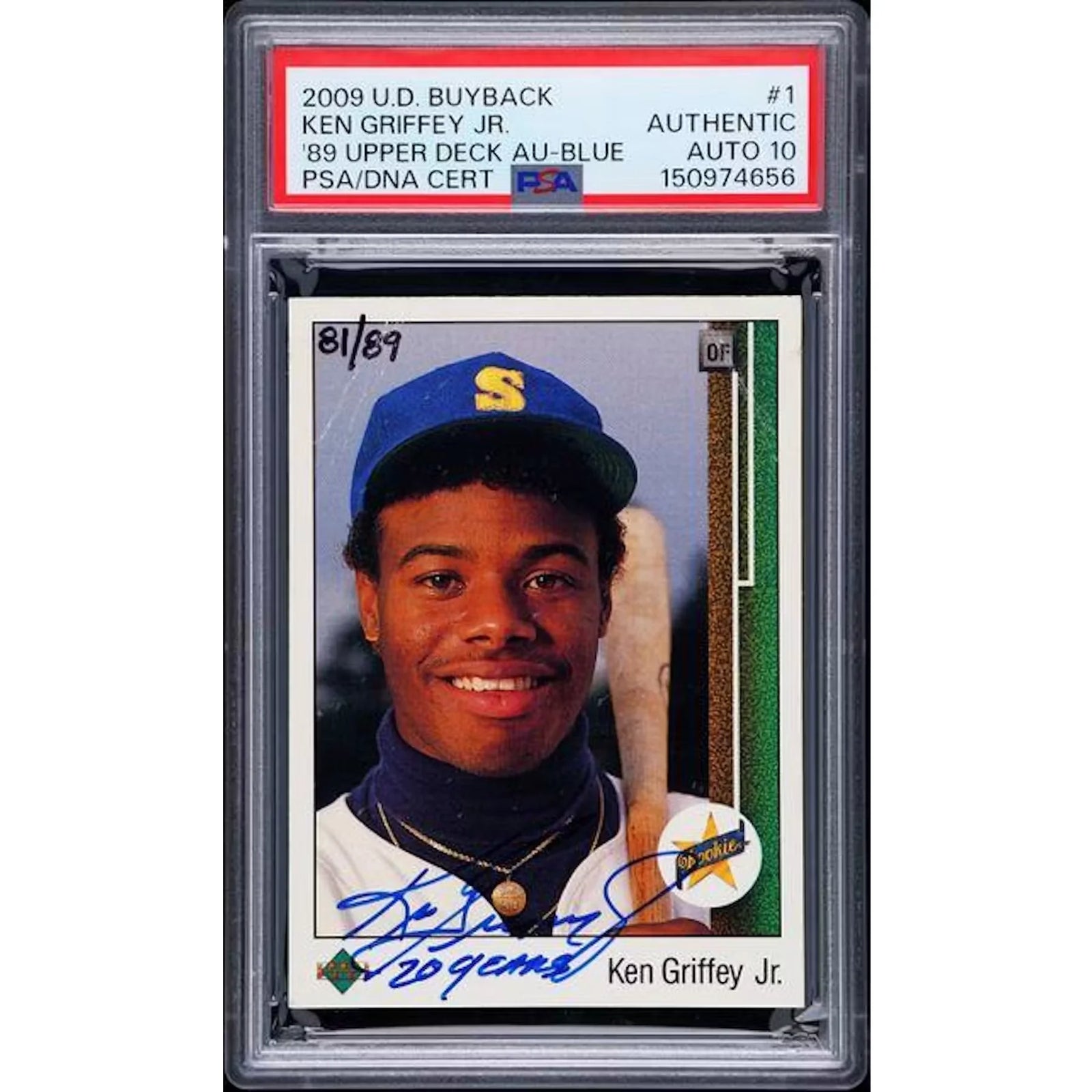 Ken Griffey Jr Signed Rookie Card | 2009 Upper Deck Buyback Blue/89