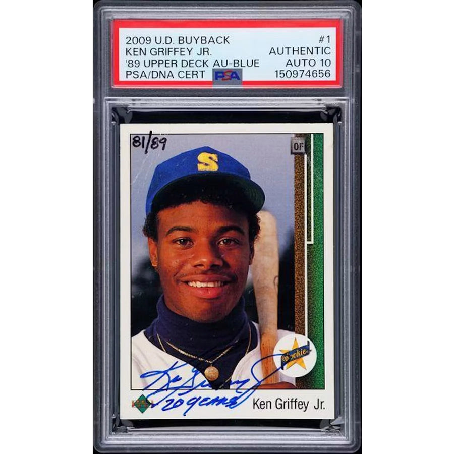 Ken Griffey Jr Signed Rookie Card | 2009 Upper Deck Buyback Blue/89