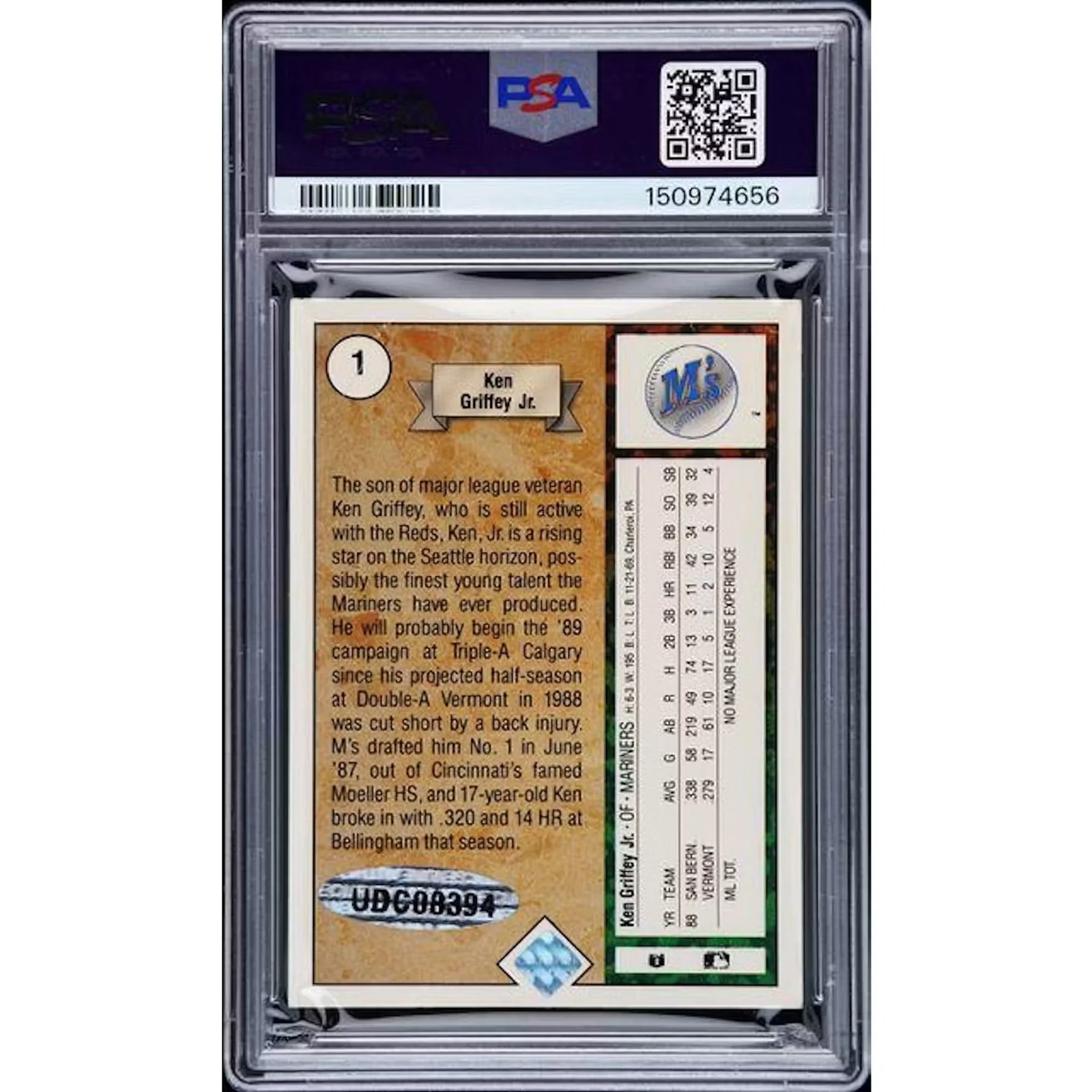 Ken Griffey Jr Signed Rookie Card | 2009 Upper Deck Buyback Blue/89