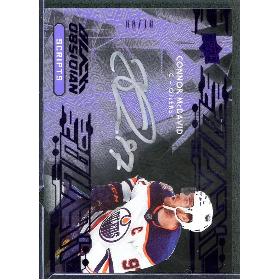 Connor McDavid Signed 2019-20 Upper Deck SPx Obsidian Card | Purple/10