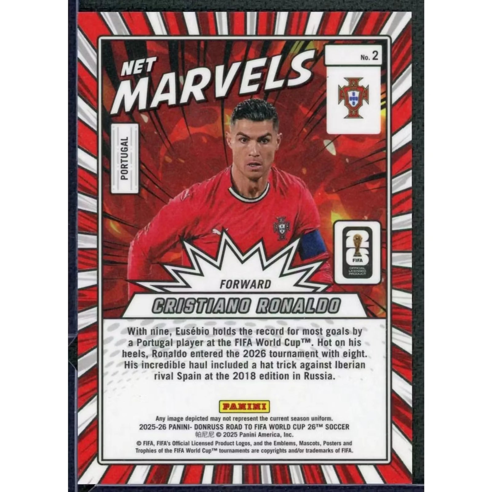 Cristiano Ronaldo 2025-26 Panini Donruss Net Marvels Card | Pink/25