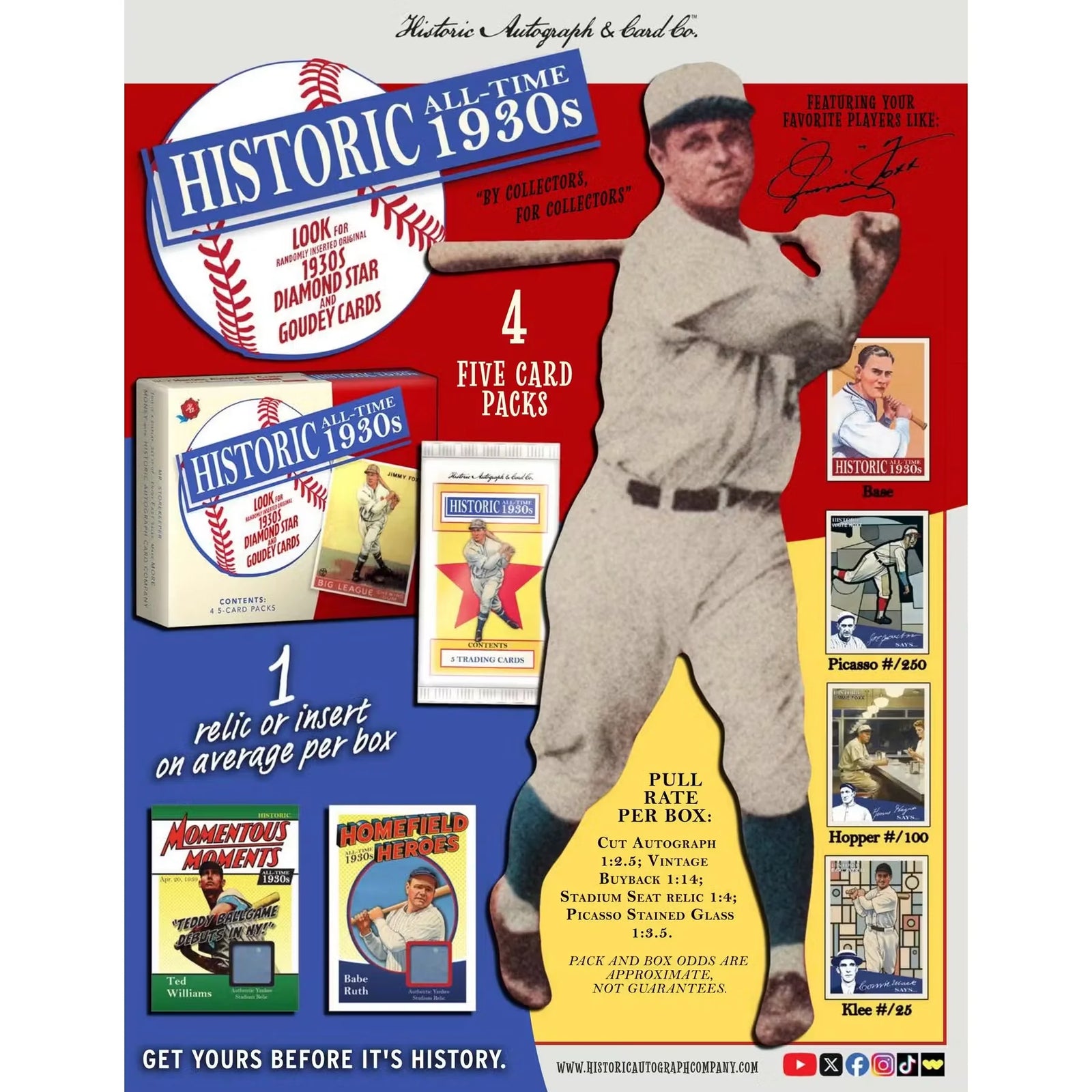 2026 Historic Autographs All-Time 1930s Baseball Hobby Box | Presell (Ships Sealed Only)