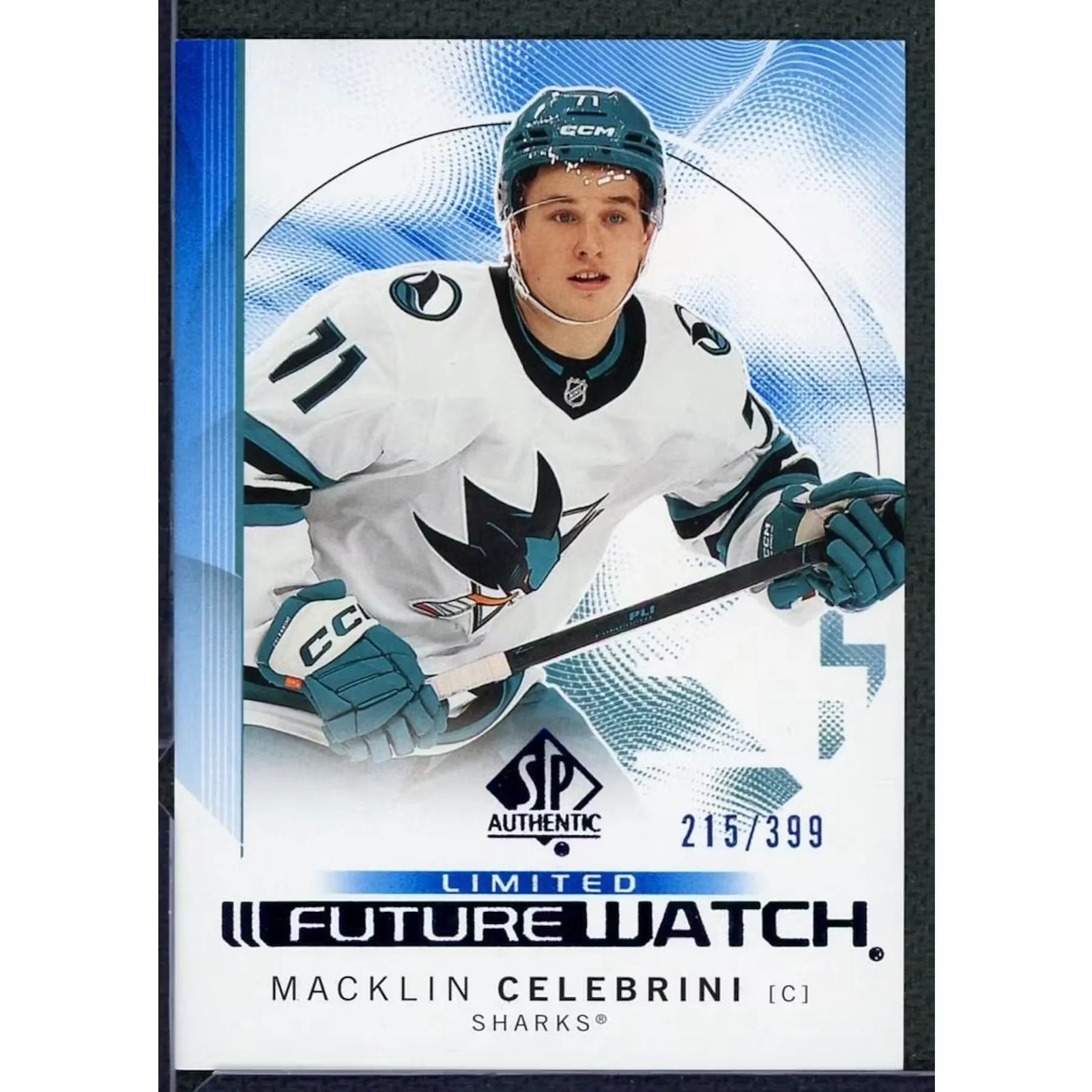 Macklin Celebrini 2024-25 SP Authentic Future Watch Blue Rookie Card |/399