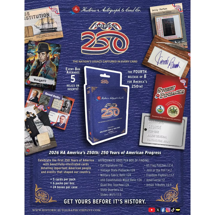 2026 Historic Autographs America's 250th Anniversary Part 2 Military Hobby 24-Box Case | P