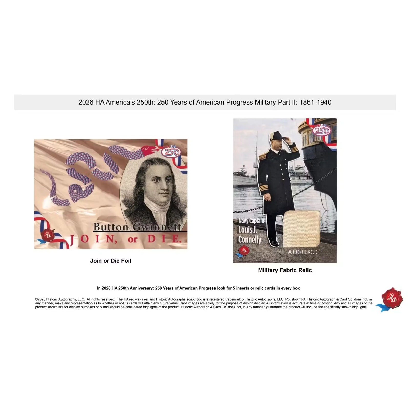 2026 Historic Autographs America's 250th Anniversary Part 2 Military Hobby 24-Box Case | P