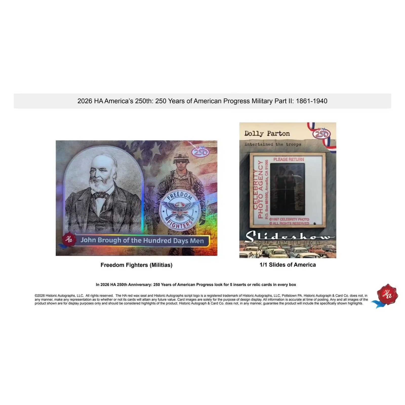 2026 Historic Autographs America's 250th Anniversary Part 2 Military Hobby 24-Box Case | P