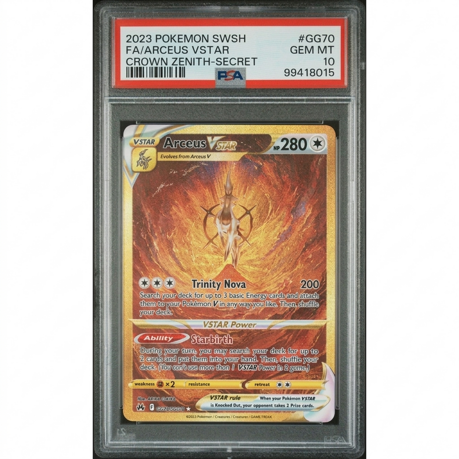 2023 Pokemon Crown Zenith Arceus VStar Secret #GG70 | PSA 10
