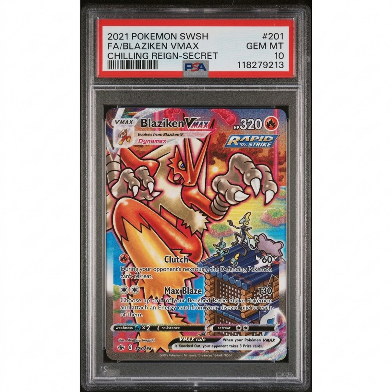 2021 Pokemon Chilling Reign Blaziken VMax Secret #201 | PSA 10