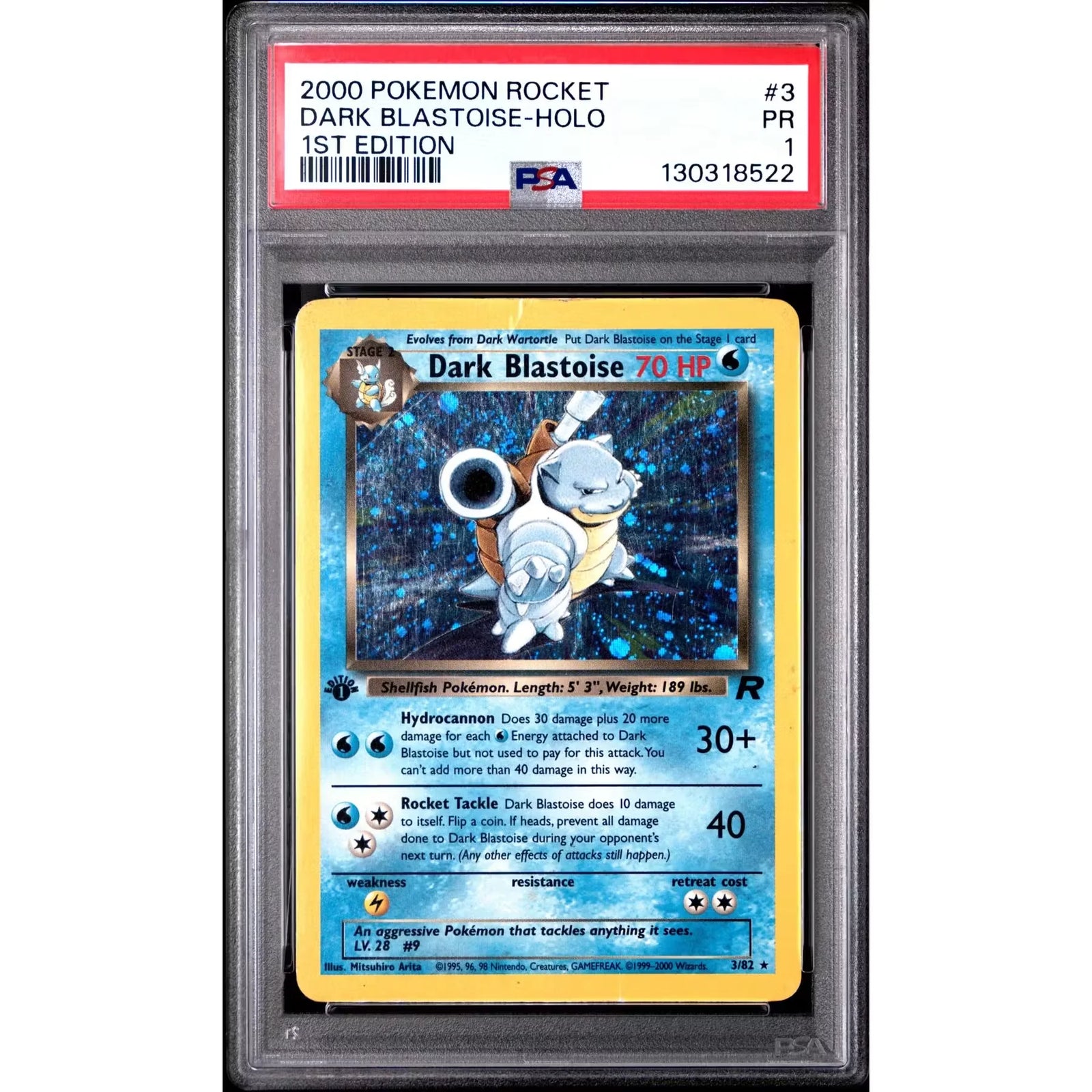 Pokemon Team Rocket 1st Edition Dark Blastoise 3/82 | PSA 1