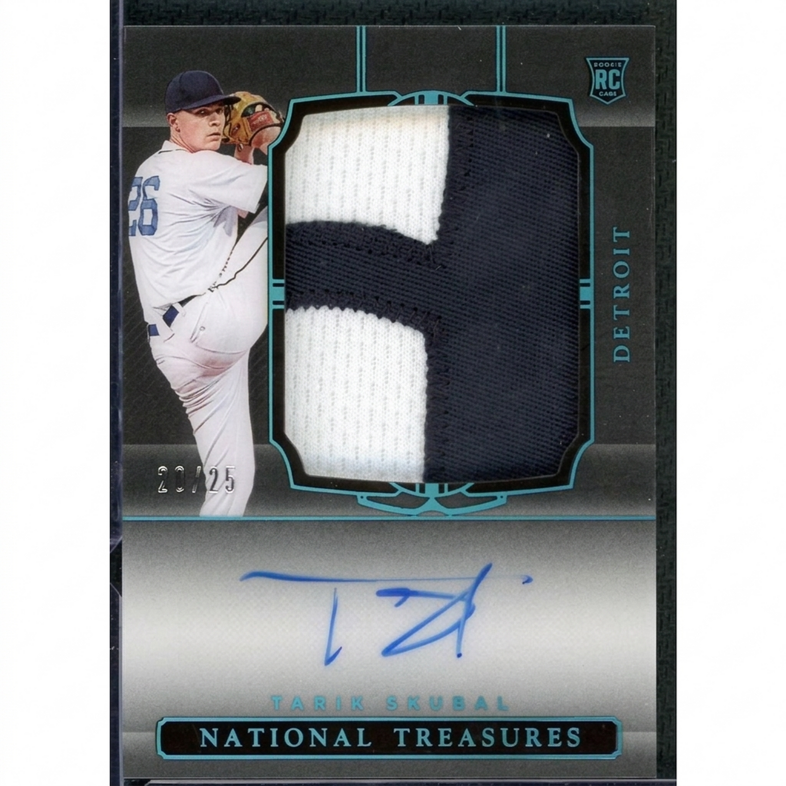 Tarik Skubal 2021 Panini National Treasures Midnight Rookie Patch Auto |/25