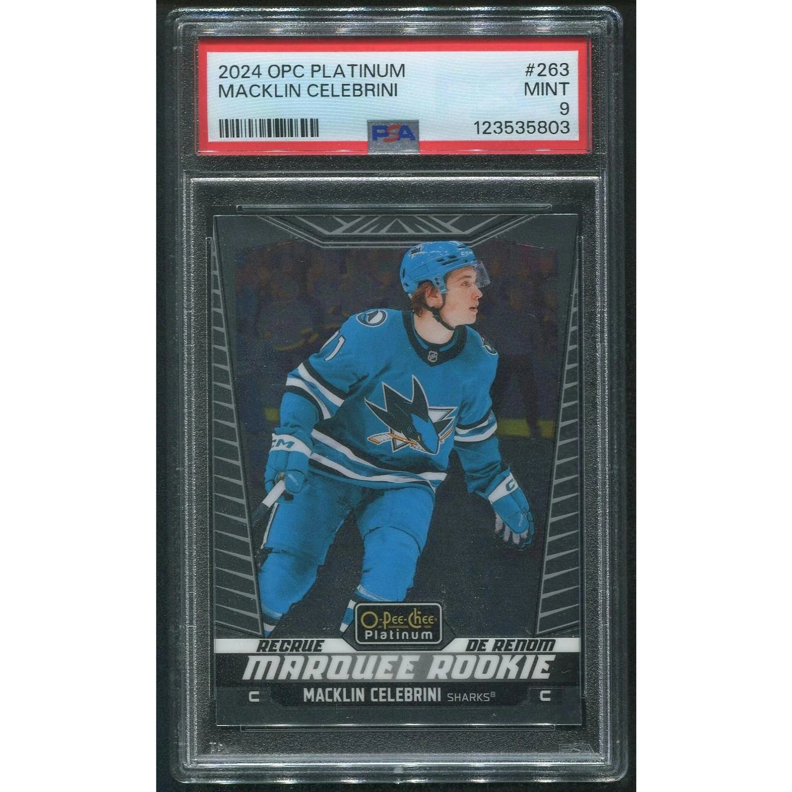 Macklin Celebrini 2024-25 O-Pee-Chee Platinum Rookie Card #263 | PSA 9