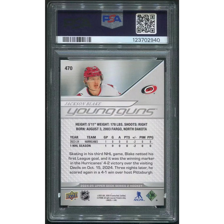 Jackson Blake 2024-25 Upper Deck Young Guns Rookie | PSA 9 Mint #470