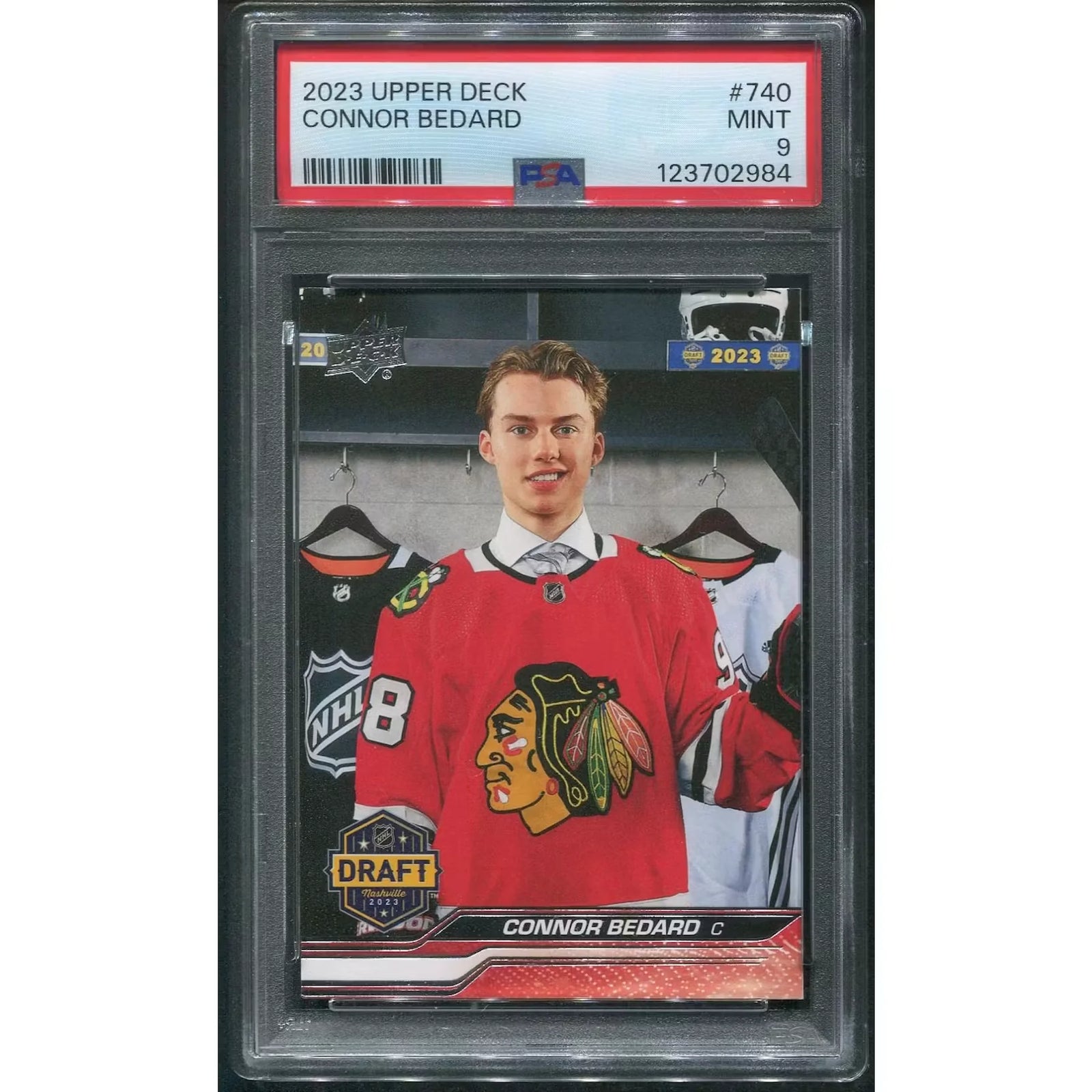 Connor Bedard 2023-24 Upper Deck Hockey #740 Rookie Card | PSA 9 Mint