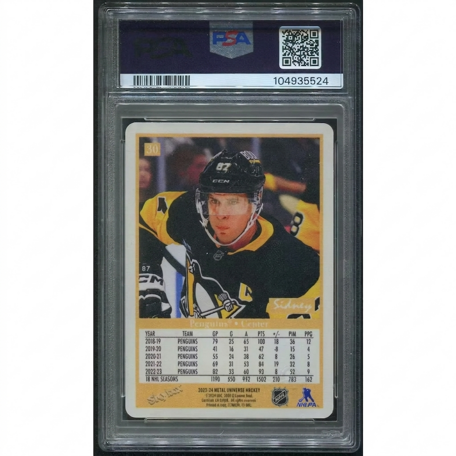 Sidney Crosby Signed 2023-24 Metal Universe Hockey Card #30 | PSA 10 Gem Mint