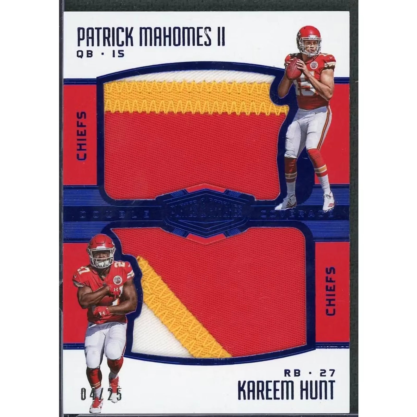 Patrick Mahomes & Kareem Hunt Dual Rookie Patch Card | 2017 Panini Plates & Patches/25