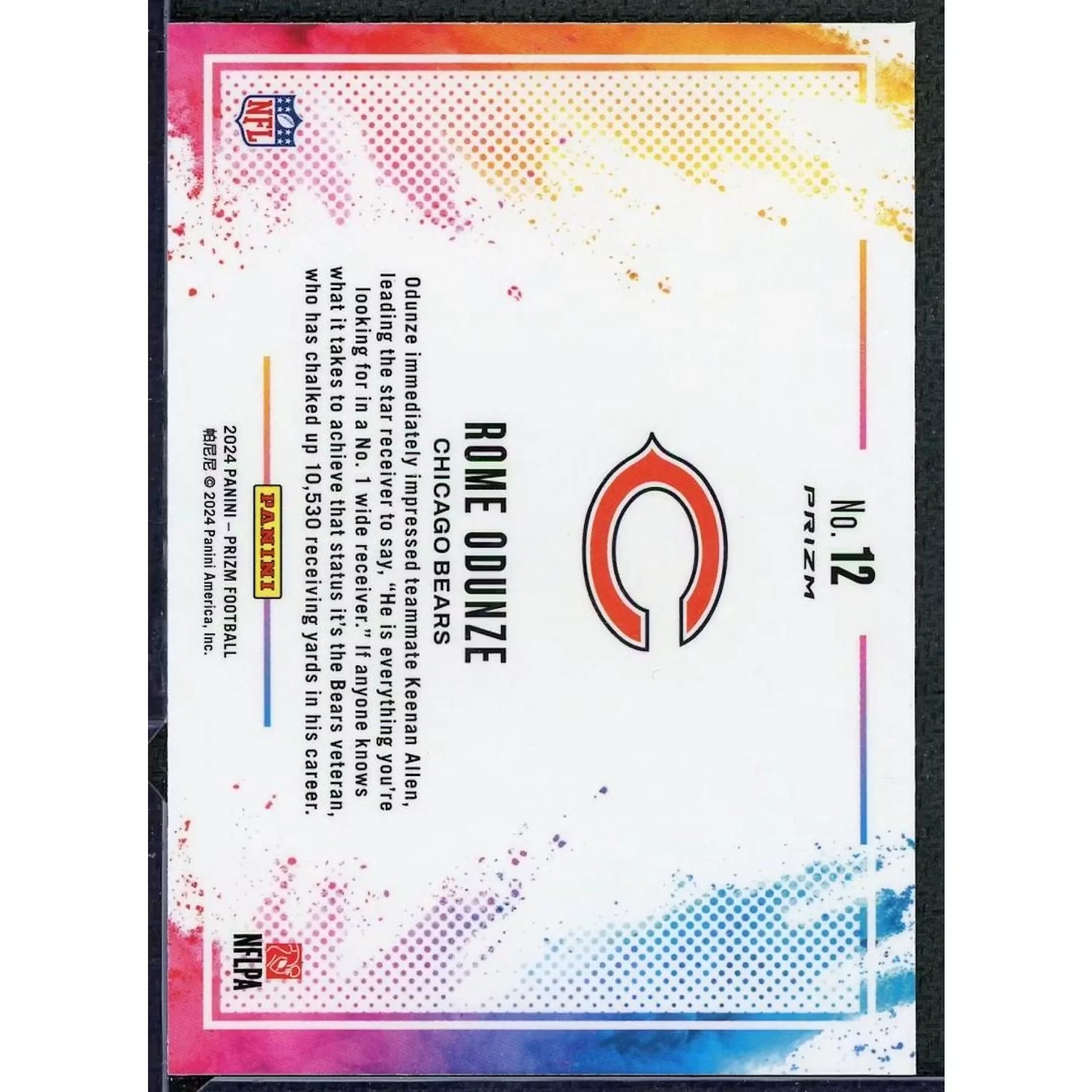 Rome Odunze 2024 Panini Prizm Color Blast Rookie Card #12
