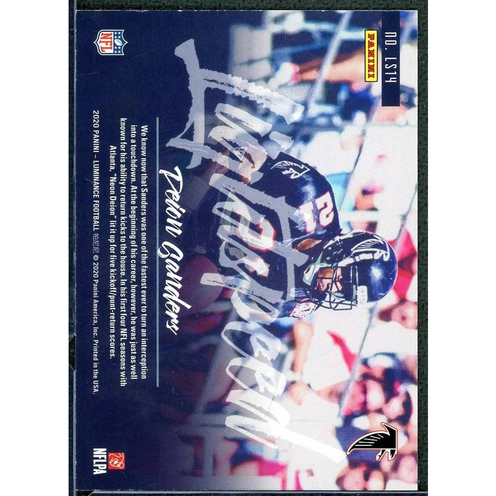 Deion Sanders 2020 Panini Luminance Lightspeed Card | 1/1