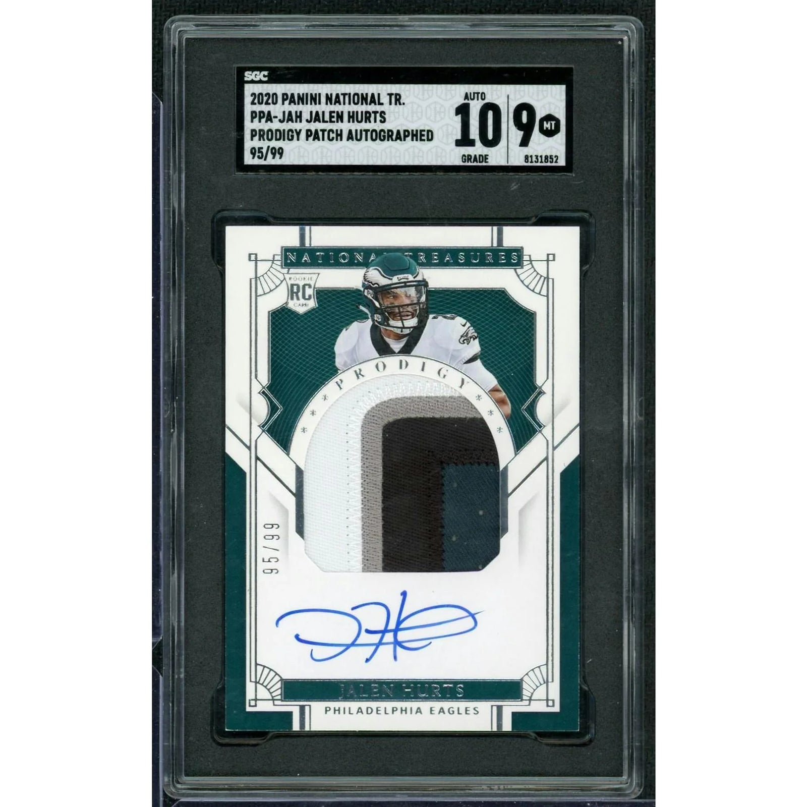Jalen Hurts 2020 Panini National Treasures Rookie Patch Auto | SGC 9,/99