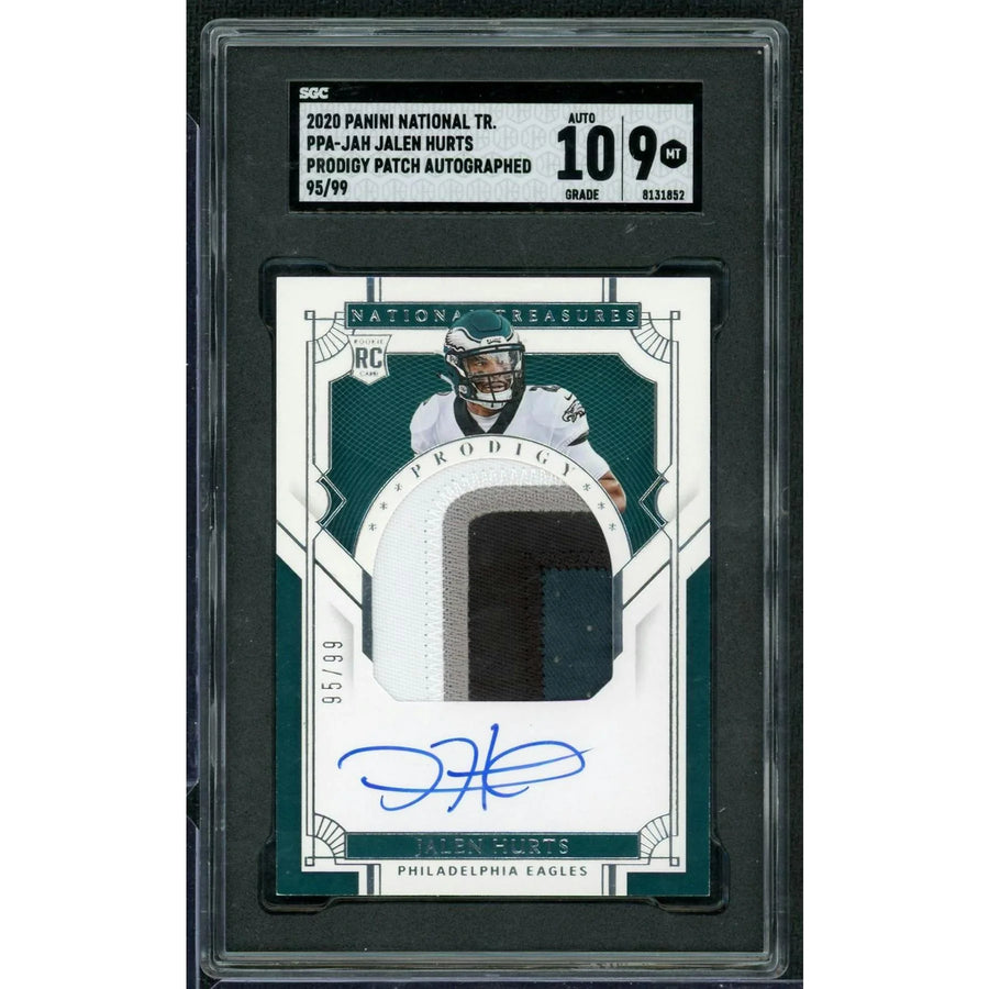 Jalen Hurts 2020 Panini National Treasures Rookie Patch Auto | SGC 9,/99