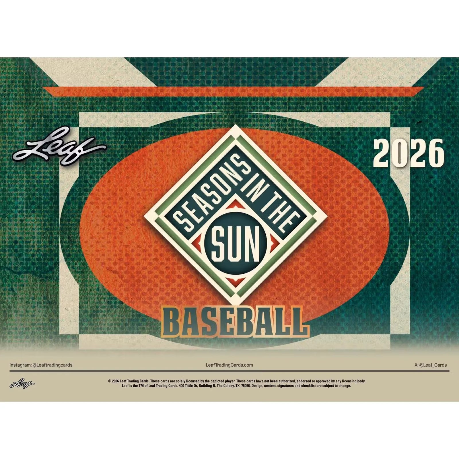 2026 Leaf Seasons in the Sun Baseball Hobby Box | Presell (Ships Sealed Only)