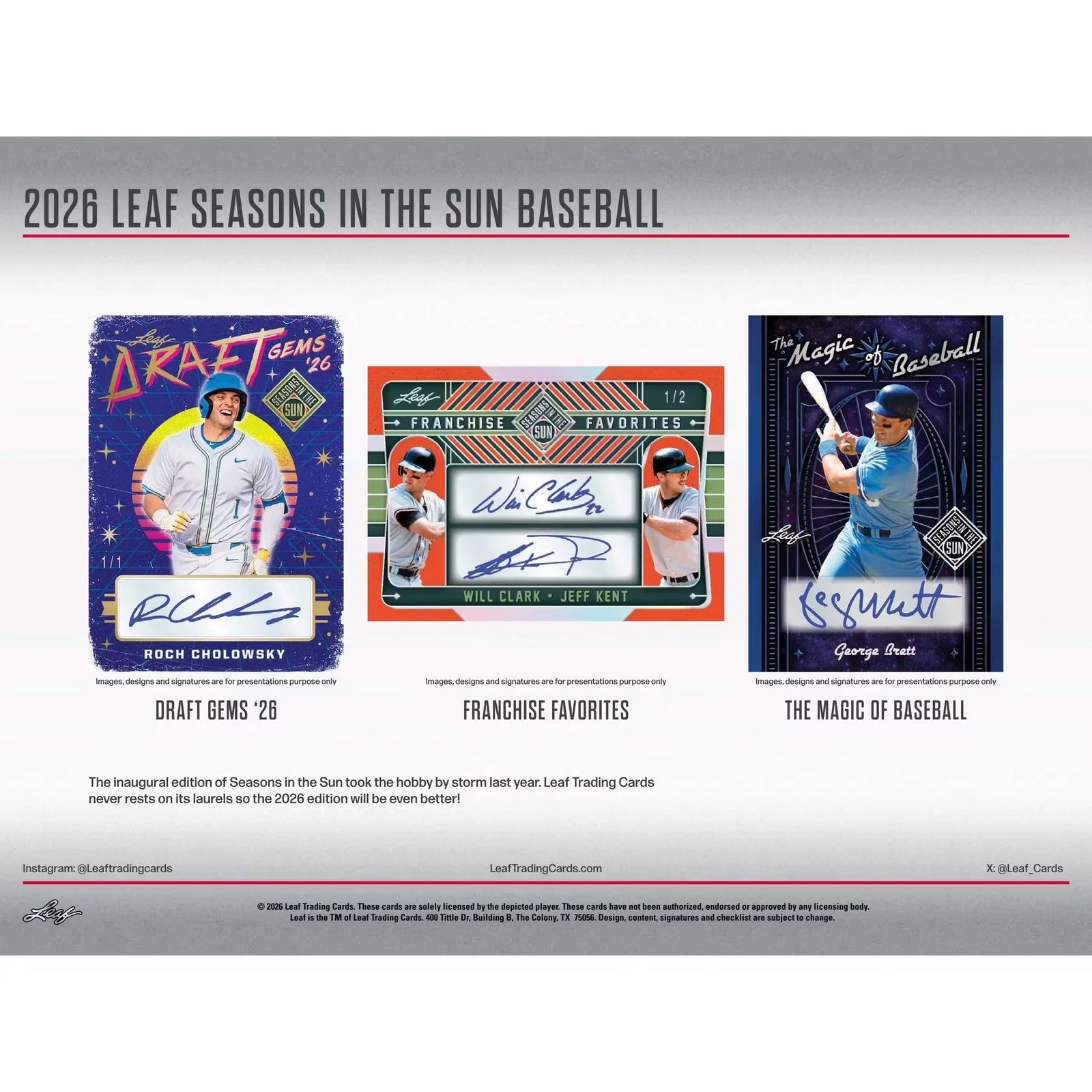 2026 Leaf Seasons in the Sun Baseball Hobby Box | Presell (Ships Sealed Only)
