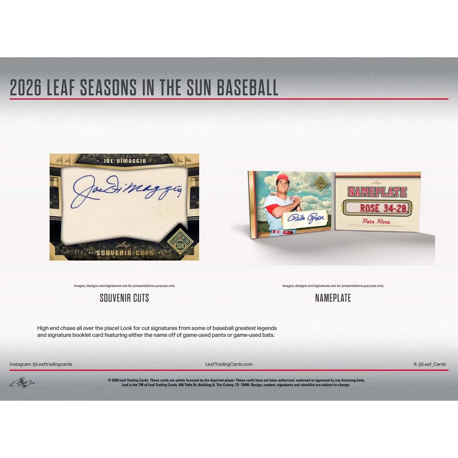2026 Leaf Seasons in the Sun Baseball Hobby 10-Box Case | Presell (Ships Sealed Only)