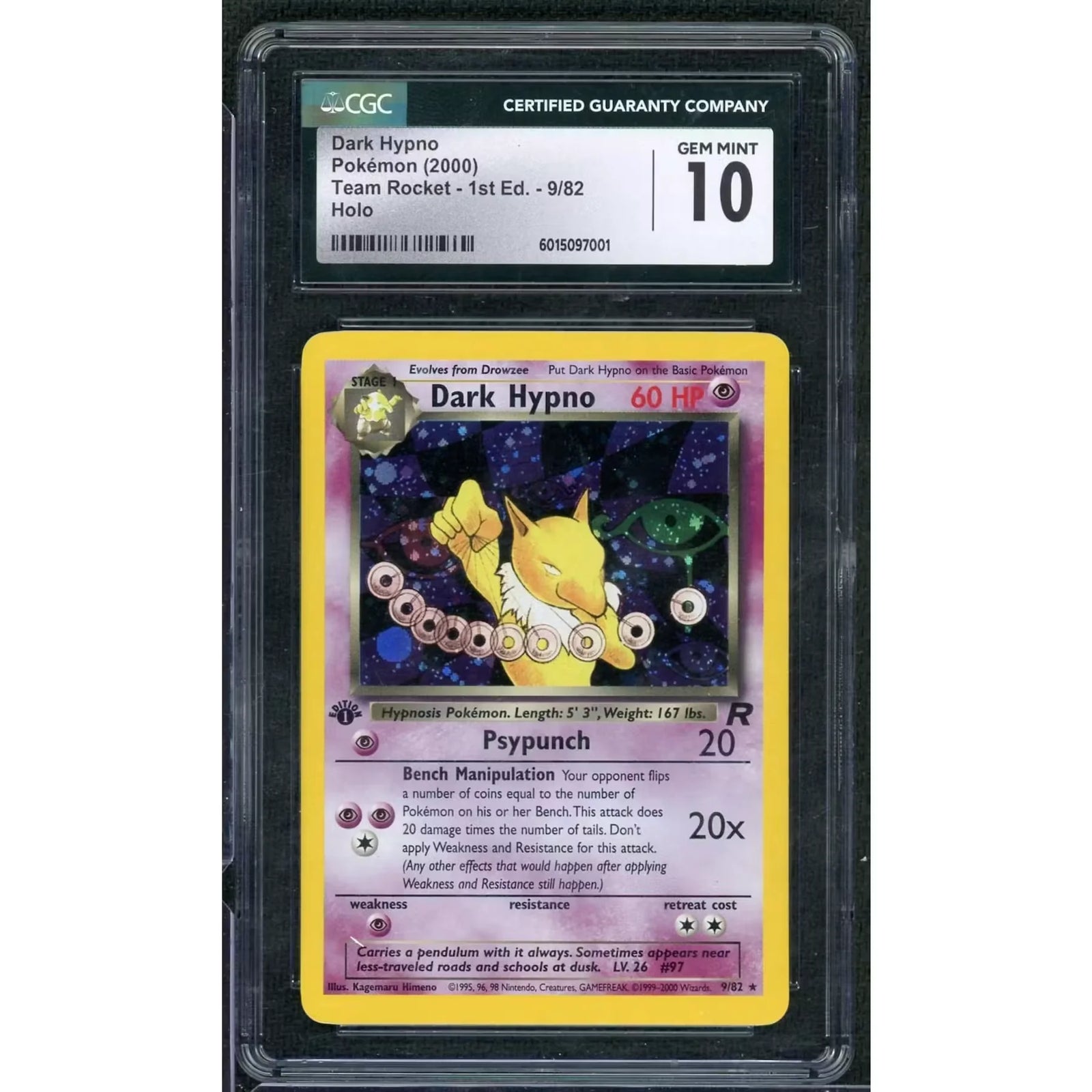Dark Hypno 1st Edition Holo 9/82 | 2000 Pokemon Team Rocket CGC 10