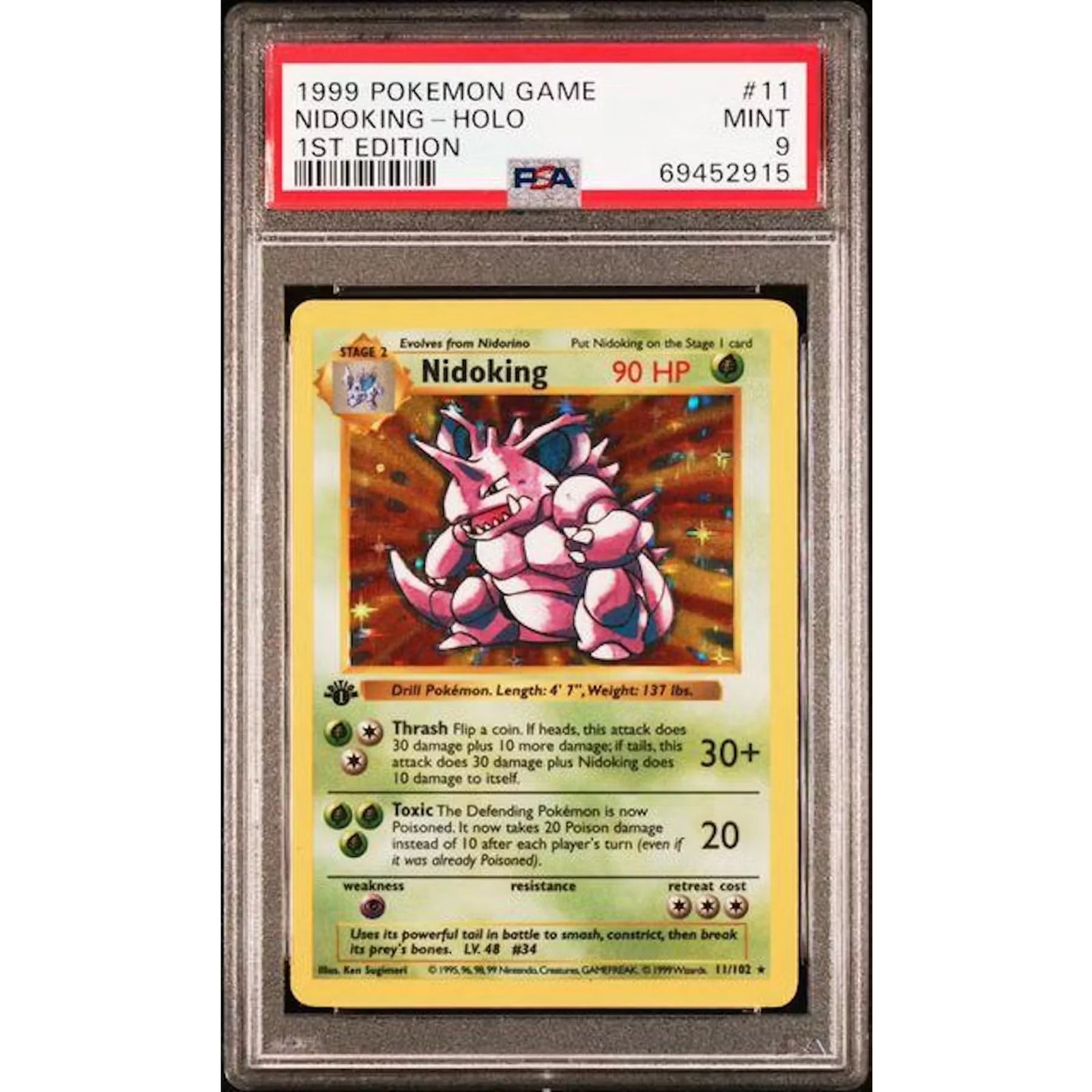 1999 Pokemon Nidoking Holo 1st Edition #11 | PSA 9