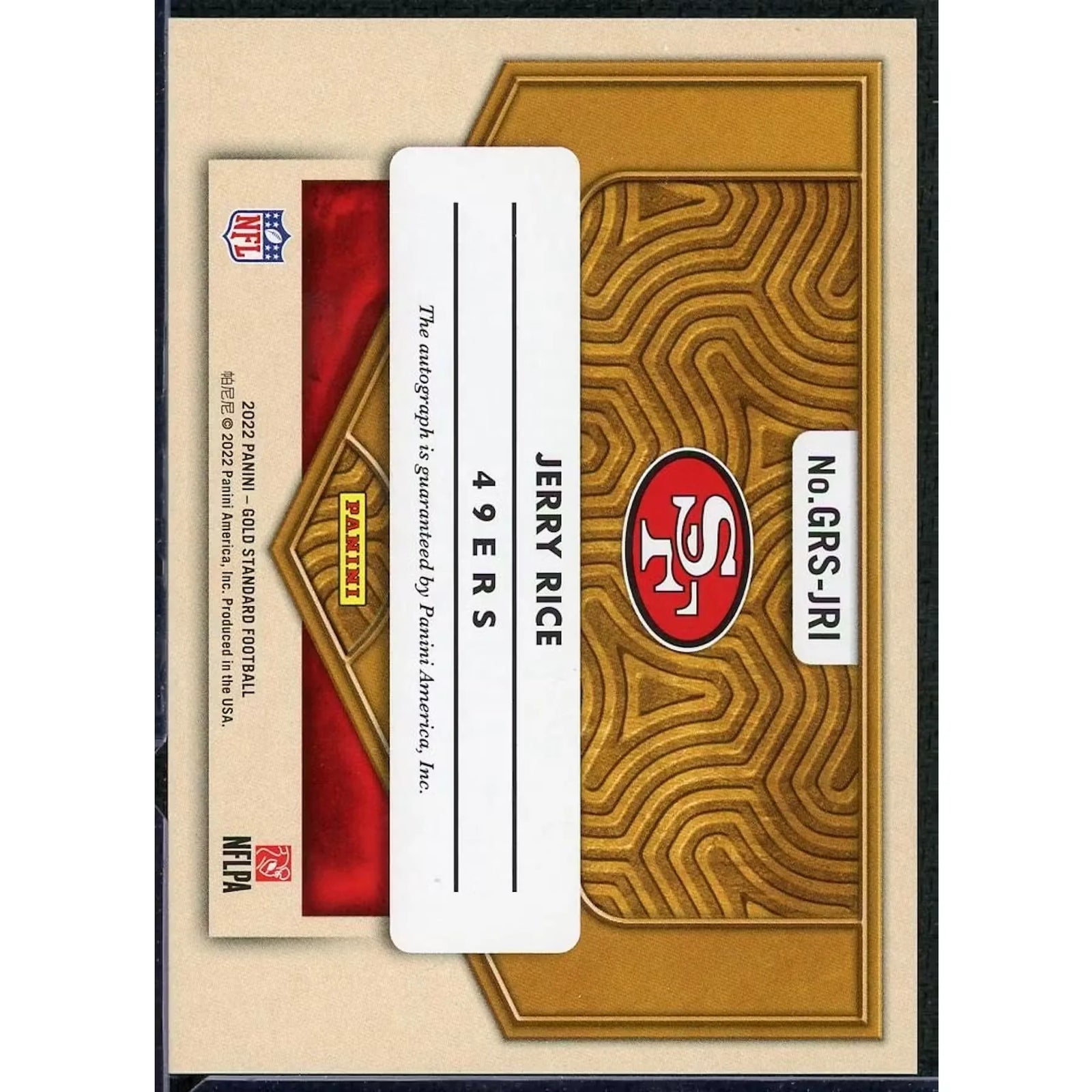 Jerry Rice Signed 2022 Panini Gold Standard Card | Golden Records Auto/10