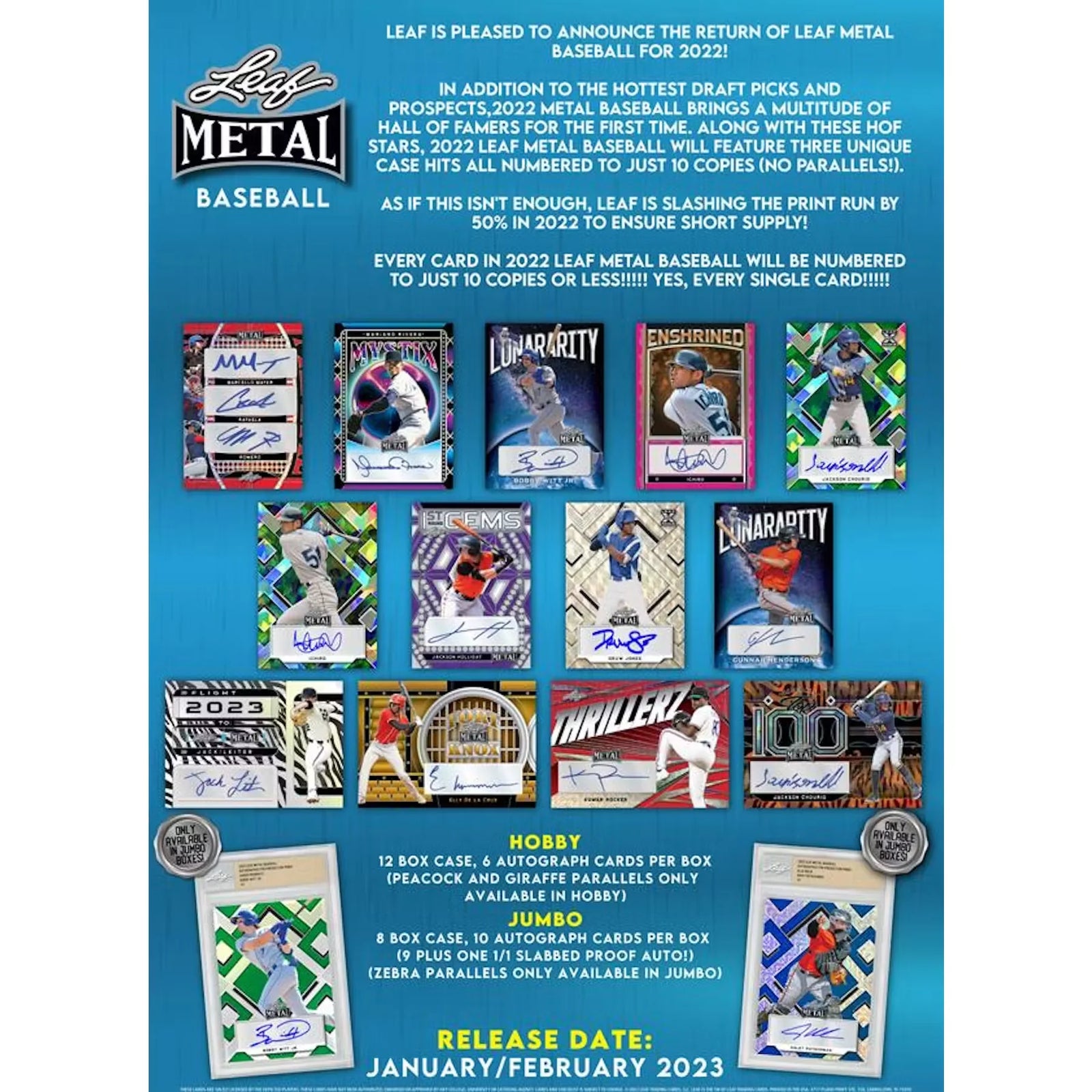 2022 Leaf Metal Baseball Hobby Jumbo Box | 9 Autos Per Box (Ships Sealed Only)