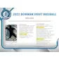 2022 Bowman Draft Baseball Hobby Jumbo 8 Box Case