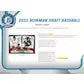 2022 Bowman Draft Baseball Hobby Jumbo 8 Box Case