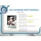 2022 Bowman Draft Baseball Hobby Jumbo 8 Box Case