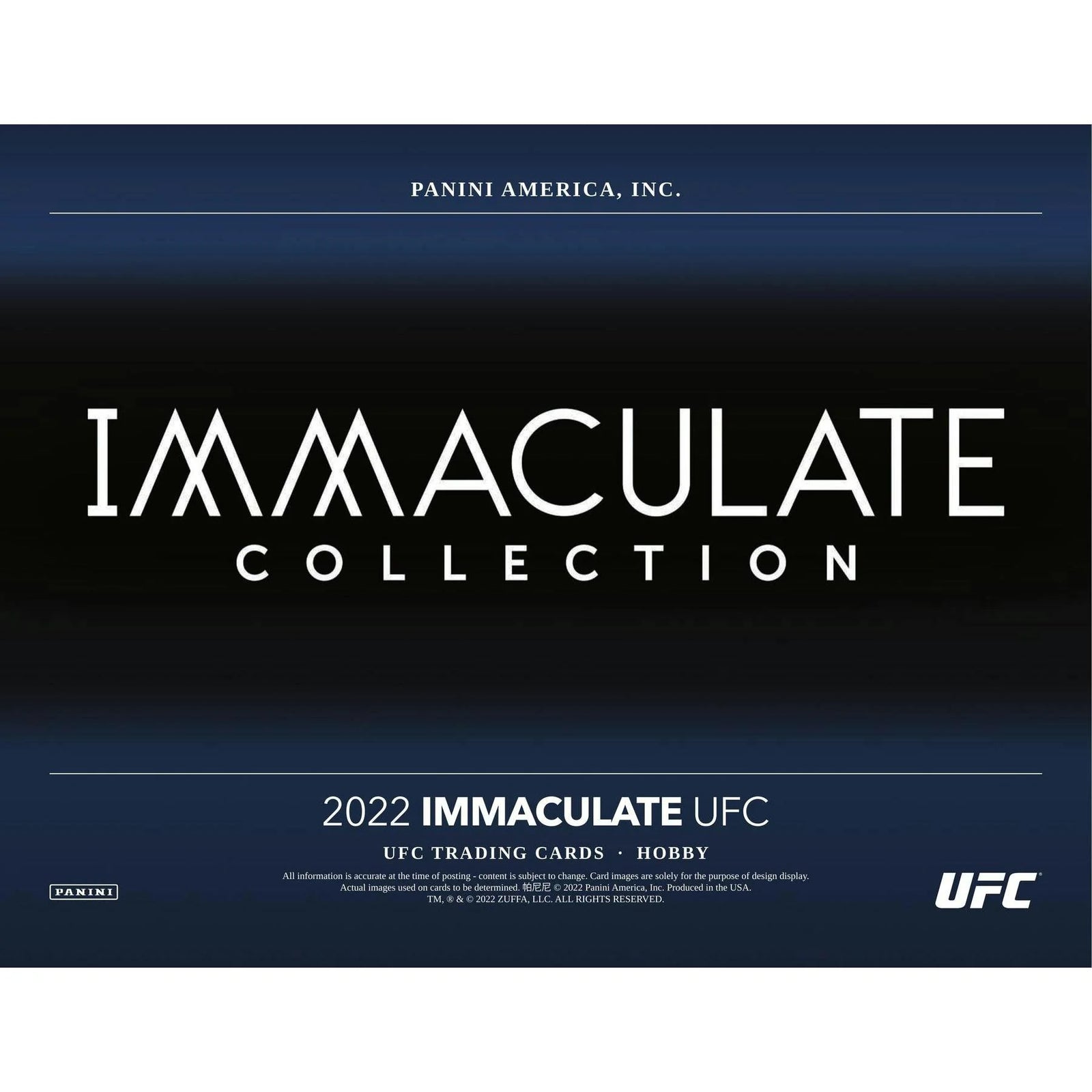 DRAFT - Just In 2022 Panini Immaculate UFC Hobby Box