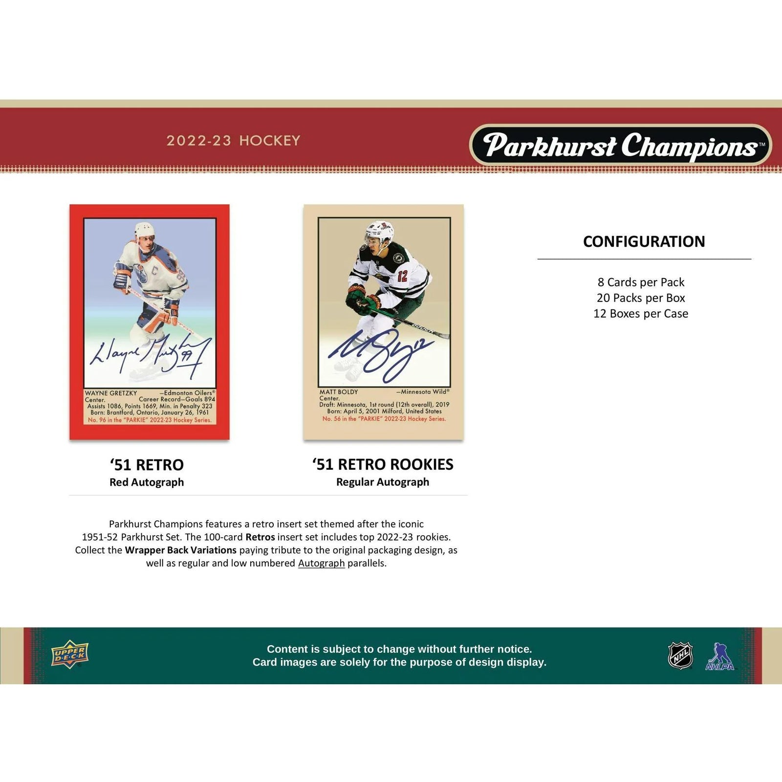 DRAFT - 2022/23 Upper Deck Parkhurst Champions Hockey Hobby Box