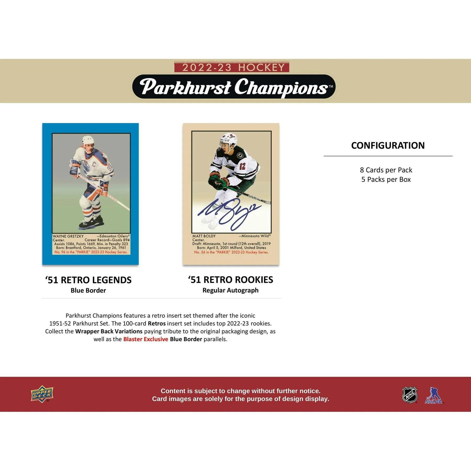 DRAFT - Just In 2022/23 Upper Deck Parkhurst Champions Hockey Blaster Box