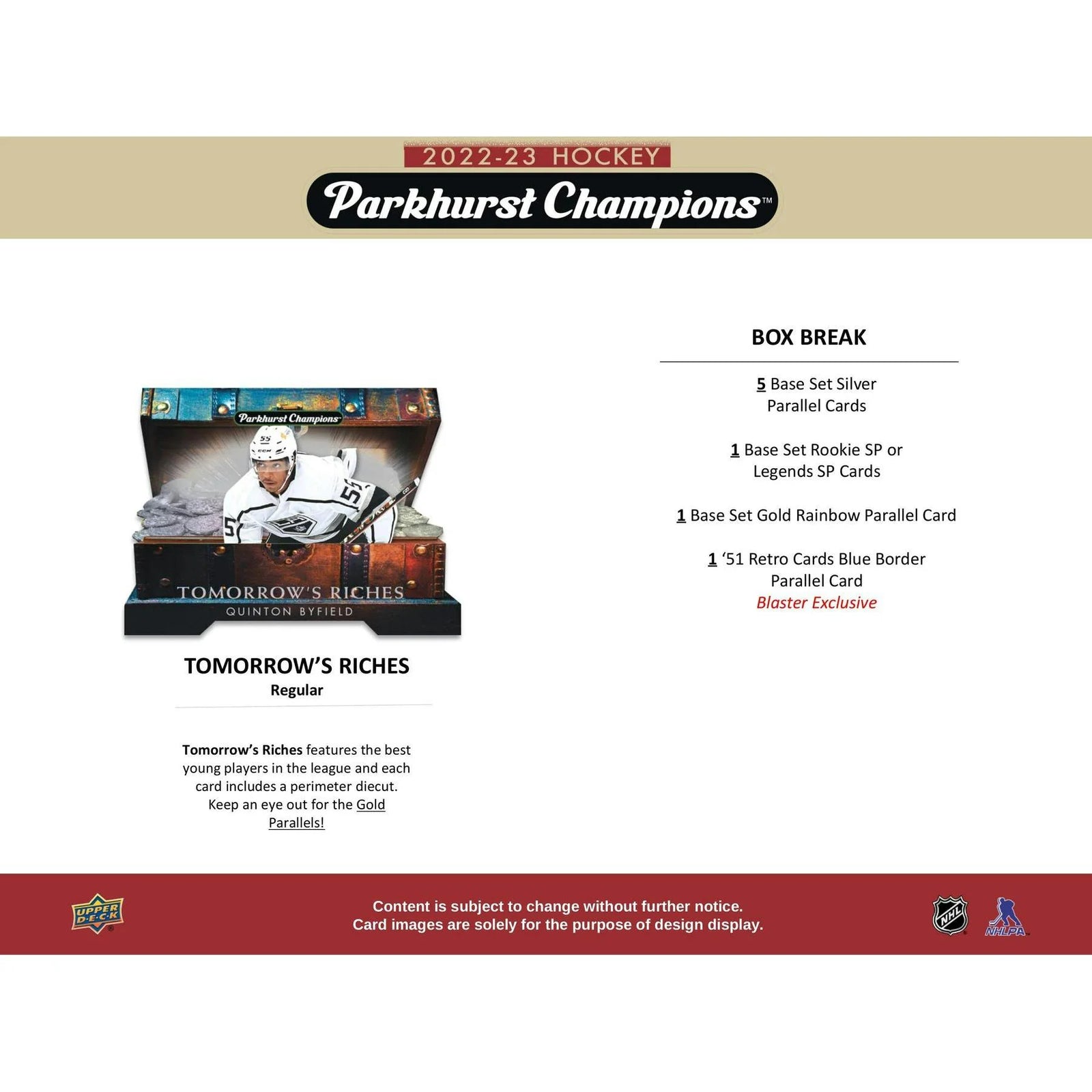 DRAFT - Just In 2022/23 Upper Deck Parkhurst Champions Hockey Blaster Box