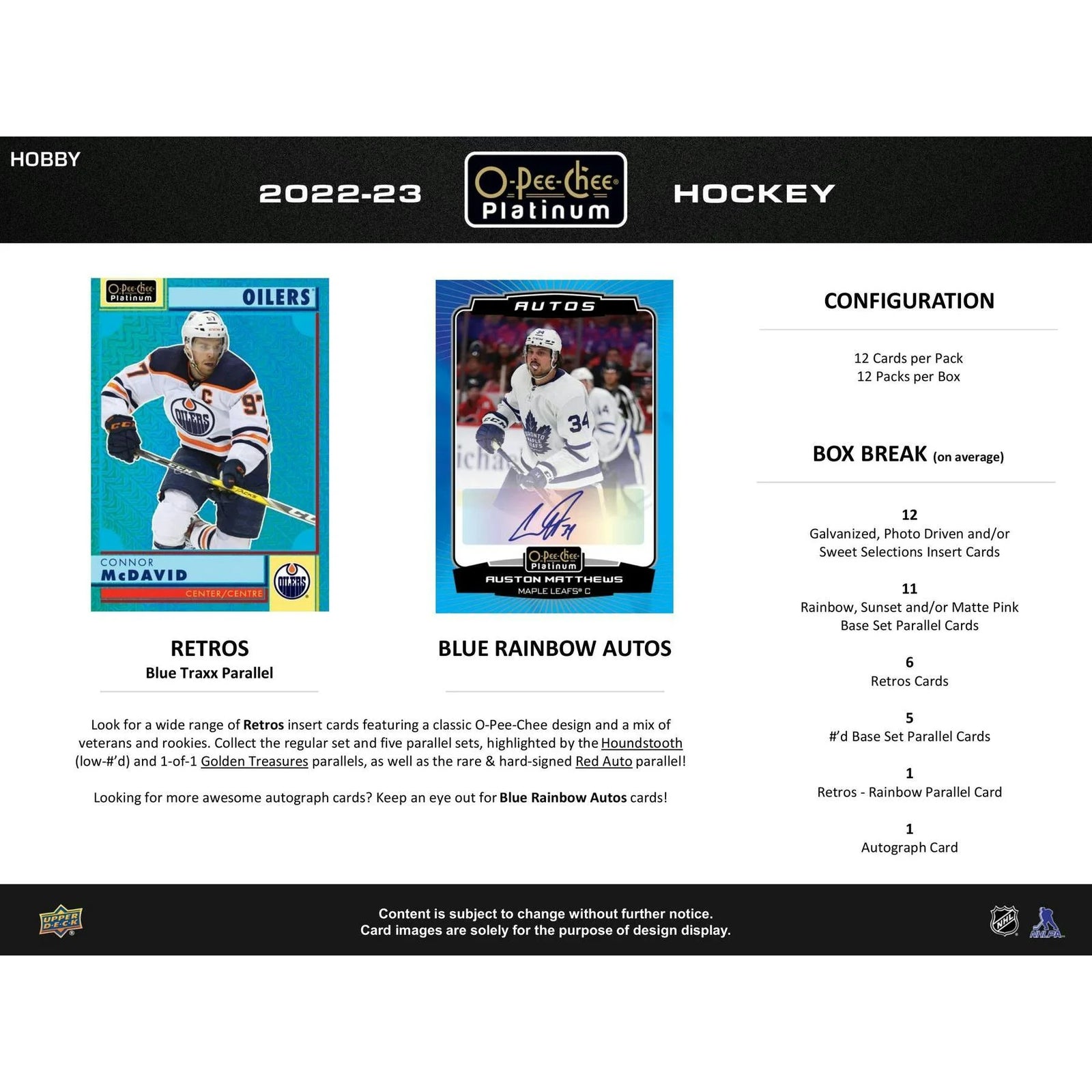 DRAFT - 2022-23 Upper Deck O-Pee-Chee Platinum Hockey Hobby Box
