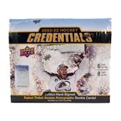 DRAFT - 2022-23 Upper Deck Credentials Hockey Hobby Box | dacardworld:BVKL0UOI5Q