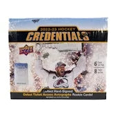 DRAFT - 2022-23 Upper Deck Credentials Hockey Hobby Box | dacardworld:BVKL0UOI5Q