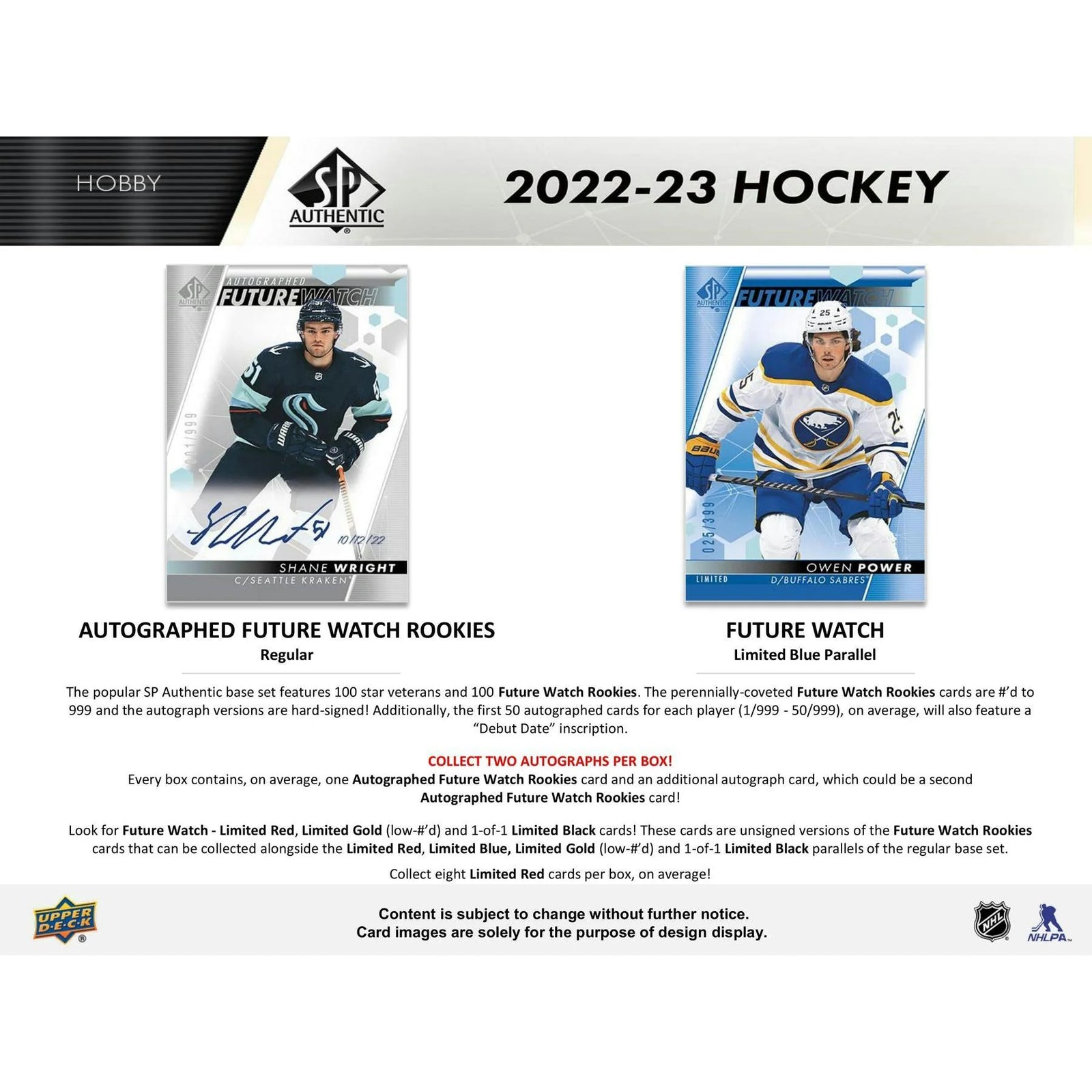 DRAFT - Just In 2022/23 Upper Deck SP Authentic Hockey Hobby Box