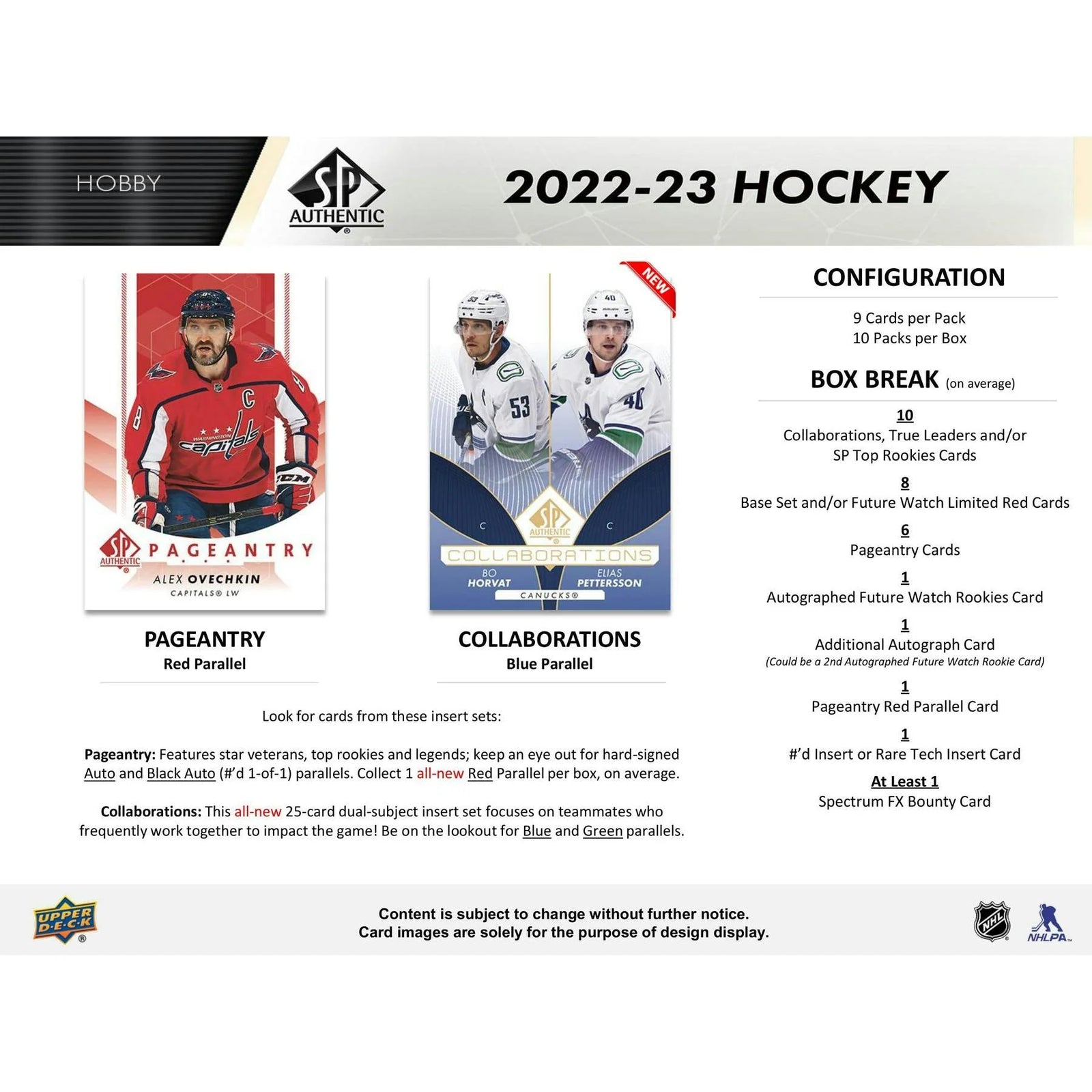 DRAFT - Just In 2022/23 Upper Deck SP Authentic Hockey Hobby Box