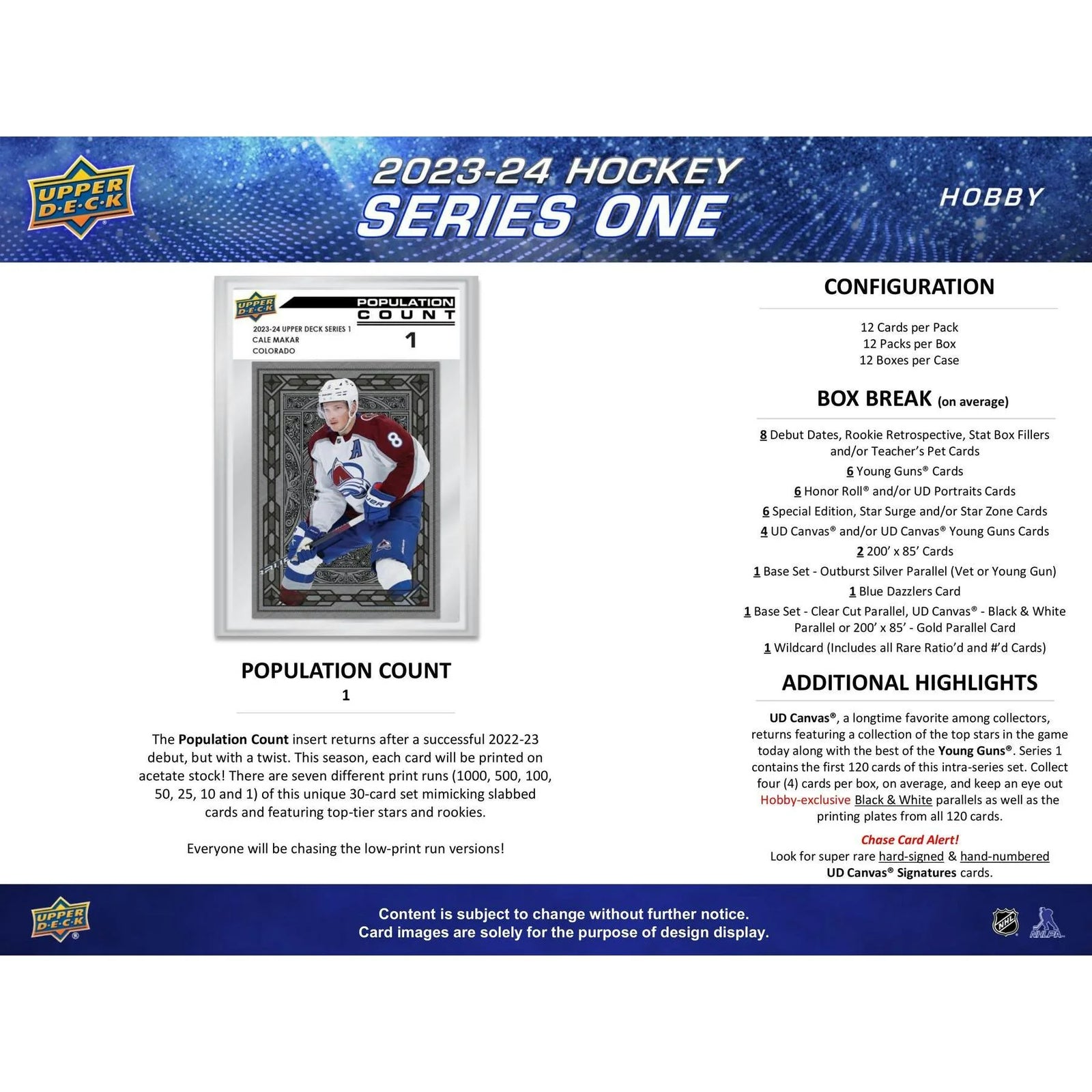 DRAFT - New 2023/24 Upper Deck Series 1 Hockey Hobby 12-Box Case