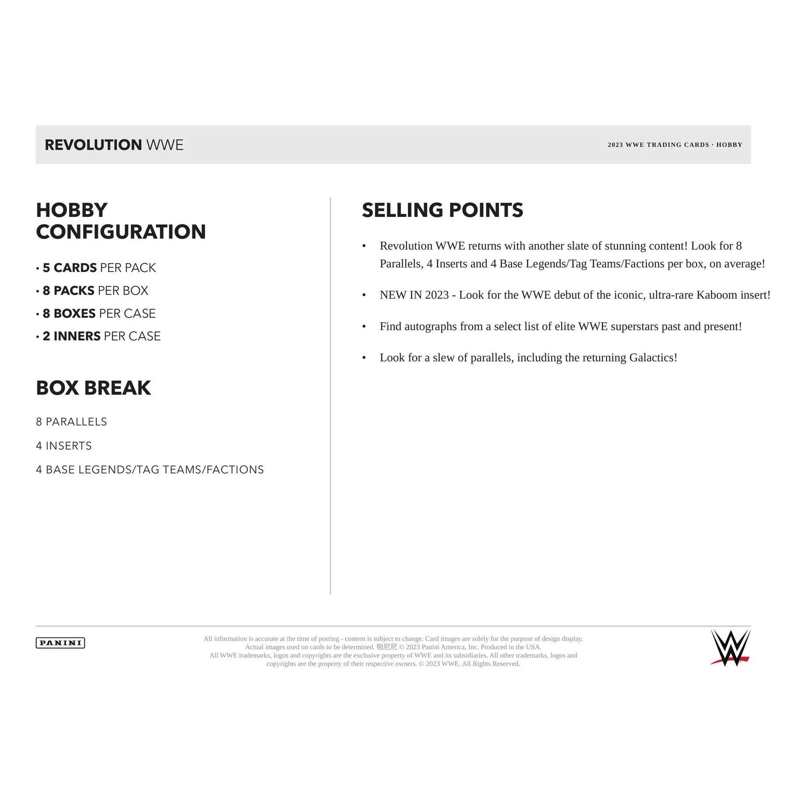2023 Panini Revolution WWE Wrestling Hobby Box (Ships Sealed Only)