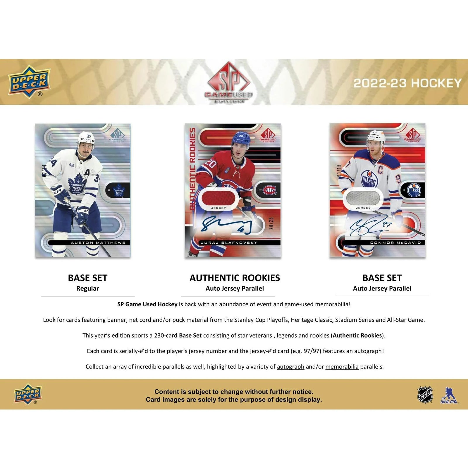 DRAFT - Just In 2022/23 Upper Deck SP Game Used Hockey Hobby 18-Box Case