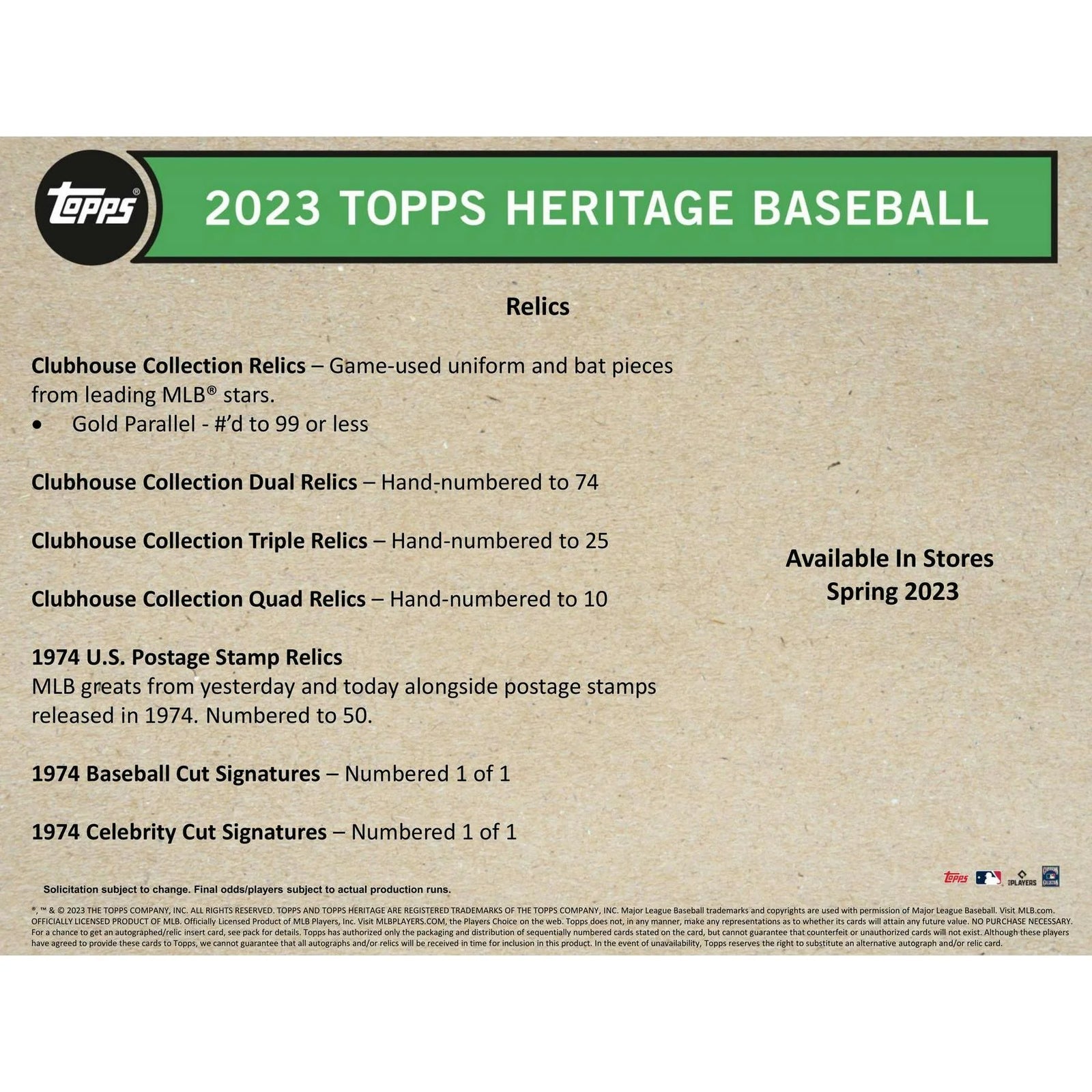 DRAFT - Just In 2023 Topps Heritage Baseball Blaster Box