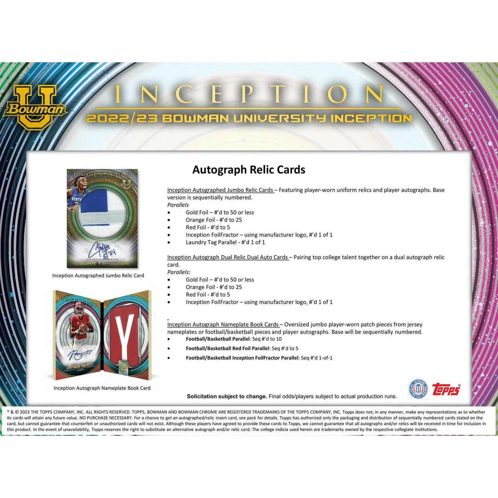DRAFT - 2022-23 Bowman University Inception Hobby Box | dacardworld:BVM30K67OM
