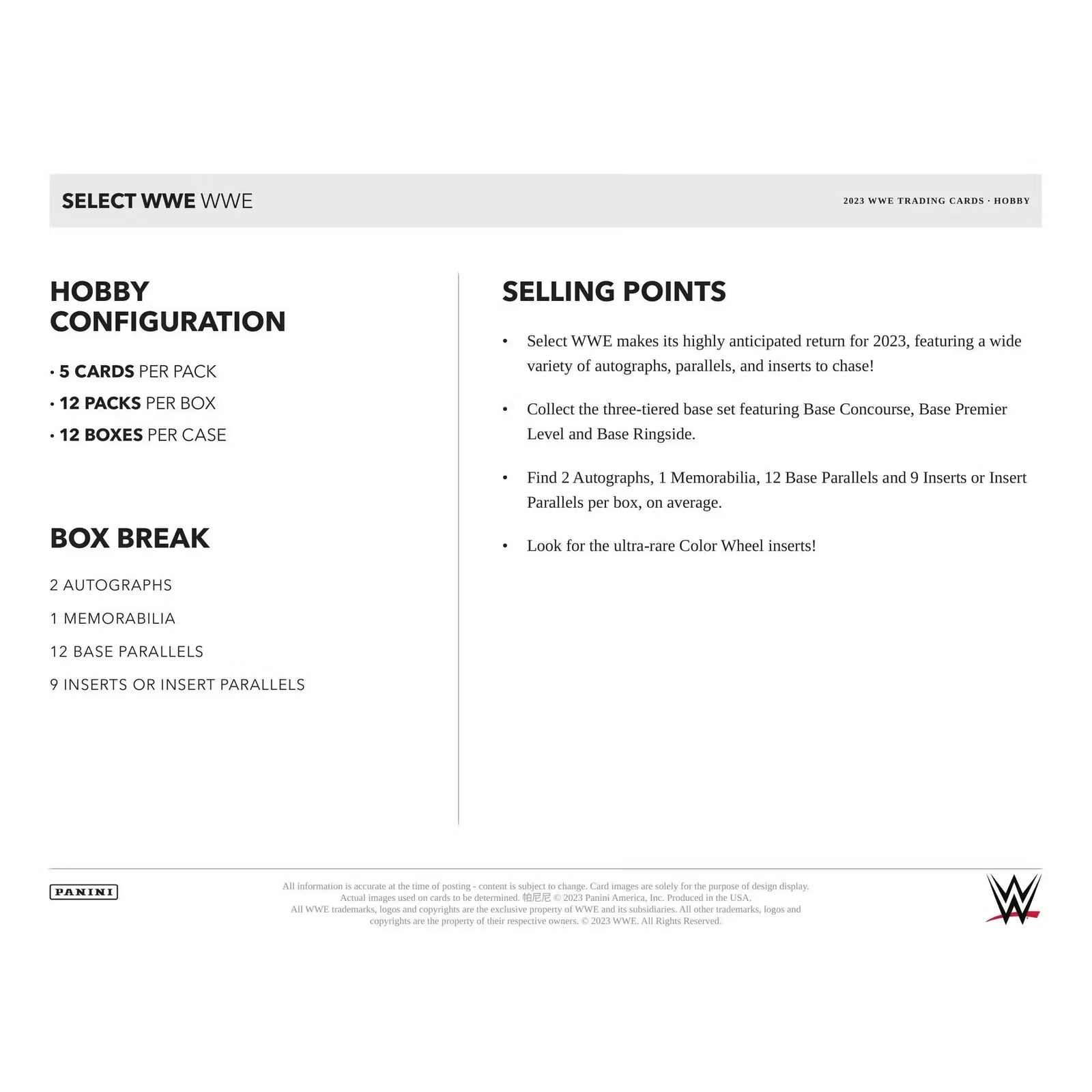 2023 Panini Select WWE Wrestling Hobby Box (Ships Sealed Only)