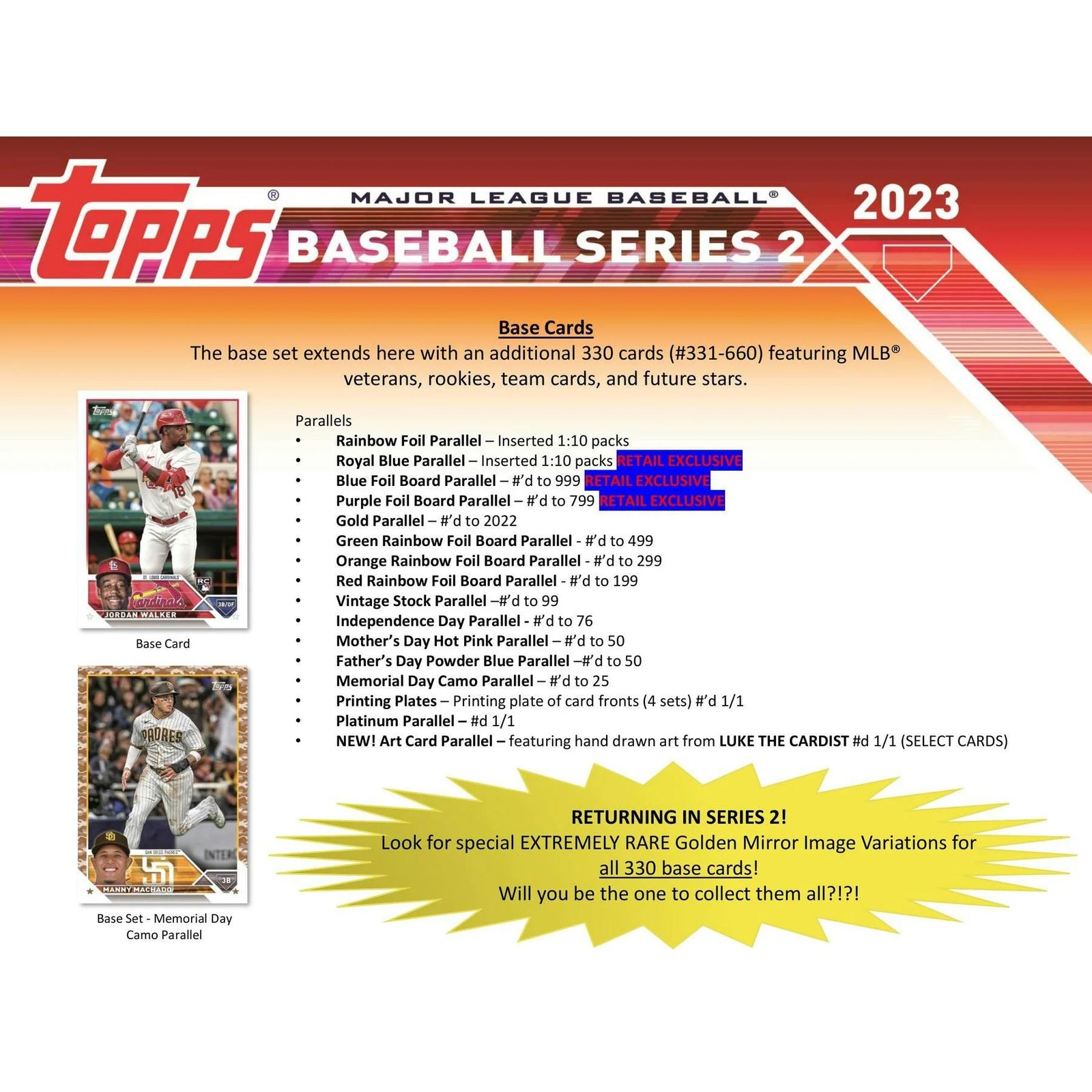 DRAFT - Just In 2023 Topps Series 2 Baseball Blaster Box (Commemorative Relic Card!)