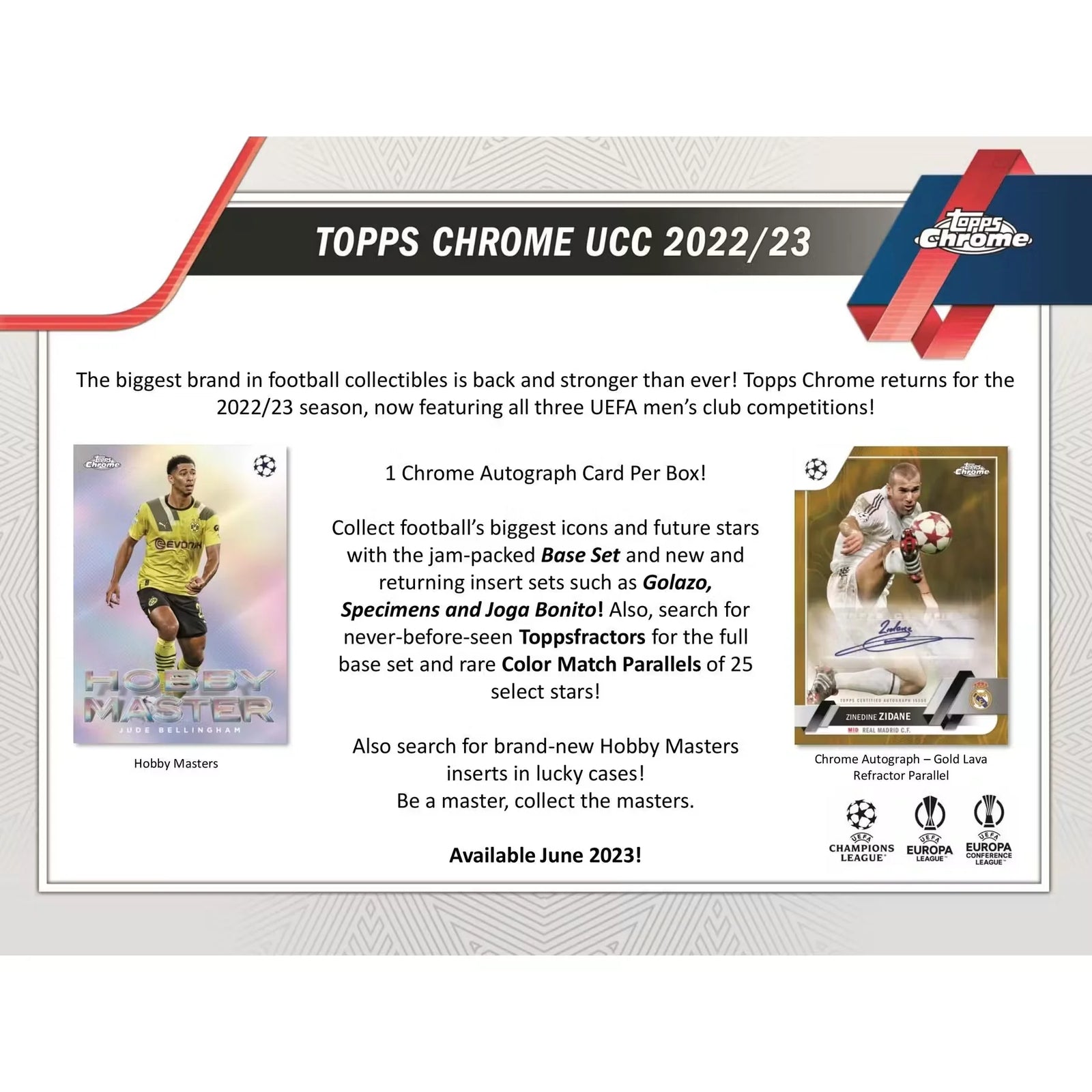 2022-23 Topps Chrome UEFA Club Competitions Soccer Hobby 12-Box Case (Ships Sealed Only)
